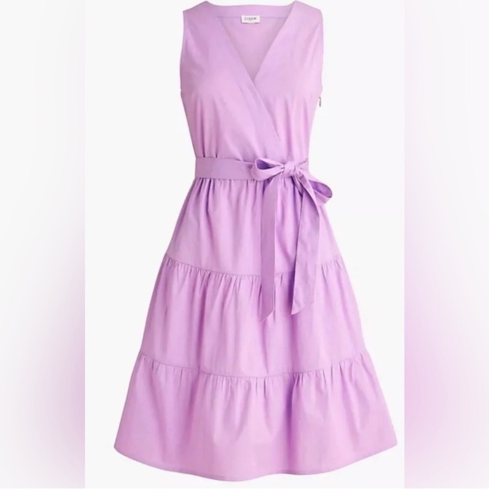 Like New J. Crew Wrap Sleeveless Dress Purple BR910 Tiered Cruise Beach Size:0